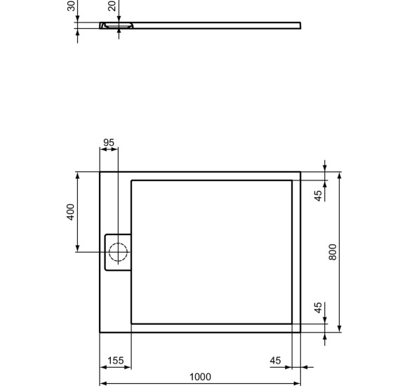Ideal Standard Ultraflat S i.life dušo padėklas, 100x80cm, T5223, pasirenkama spalva
