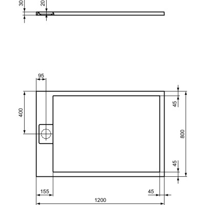 Ideal Standard Ultraflat S i.life dušo padėklas, 120x80cm, T5220, pasirenkama spalva