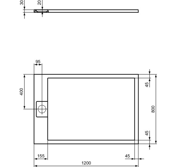 Ideal Standard Ultraflat S i.life dušo padėklas, 120x80cm, T5220, pasirenkama spalva