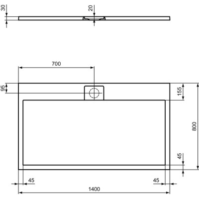 Ideal Standard Ultraflat S i.life dušo padėklas, 140x80cm, T5224, pasirenkama spalva