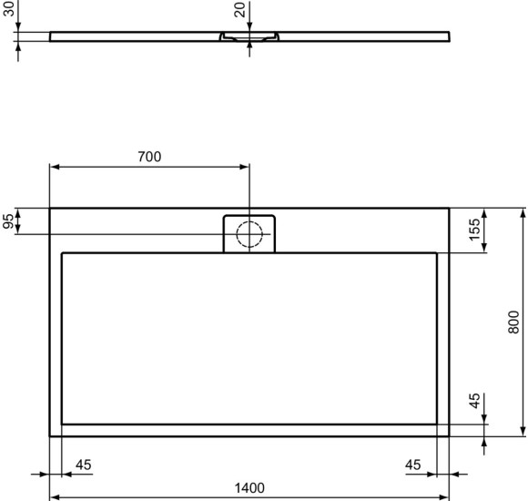 Ideal Standard Ultraflat S i.life dušo padėklas, 140x80cm, T5224, pasirenkama spalva