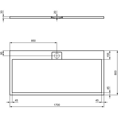 Ideal Standard Ultraflat S i.life dušo padėklas, 170x80cm, T5238, pasirenkama spalva