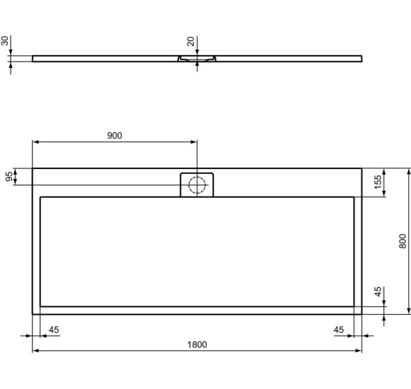 Ideal Standard Ultraflat S i.life dušo padėklas, 180x80cm, T5236, pasirenkama spalva