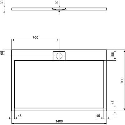 Ideal Standard Ultraflat S i.life dušo padėklas, 140x90cm, T5222, pasirenkama spalva
