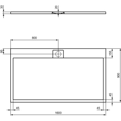 Ideal Standard Ultraflat S i.life dušo padėklas, 160x90cm, T5226, pasirenkama spalva