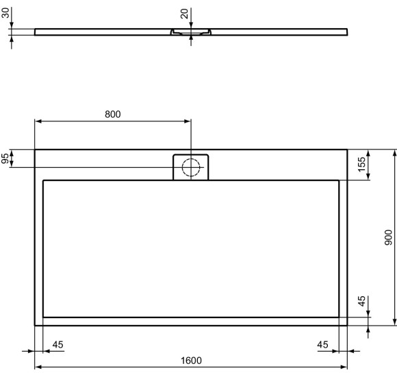 Ideal Standard Ultraflat S i.life dušo padėklas, 160x90cm, T5226, pasirenkama spalva