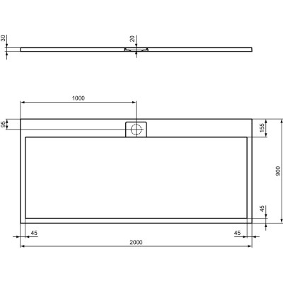 Ideal Standard Ultraflat S i.life dušo padėklas, 200x90cm, T5243, pasirenkama spalva