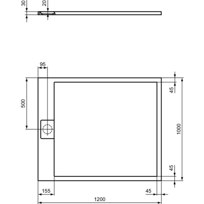 Ideal Standard Ultraflat S i.life dušo padėklas, 120x100cm, T5228, pasirenkama spalva