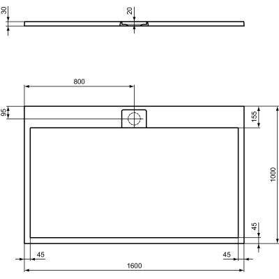 Ideal Standard Ultraflat S i.life dušo padėklas, 160x100cm, T5232, pasirenkama spalva