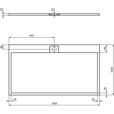Ideal Standard Ultraflat S i.life dušo padėklas, 180x100cm, T5245, pasirenkama spalva