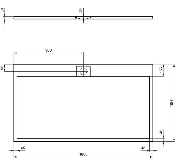 Ideal Standard Ultraflat S i.life dušo padėklas, 180x100cm, T5245, pasirenkama spalva