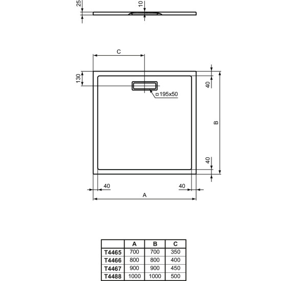 Ideal Standard Ultra Flat New dušo padėklas, 70x70cm, T4465, pasirenkama spalva