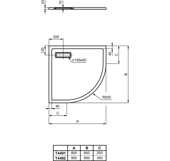 Ideal Standard Ultra Flat New kampinis dušo padėklas, 90x90cm, T4492, pasirenkama spalva