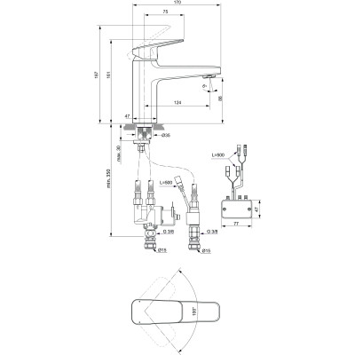 Ideal Standard Ceraplan IX hibridinis maišytuvas praustuvui, BD282, pasirenkama spalva