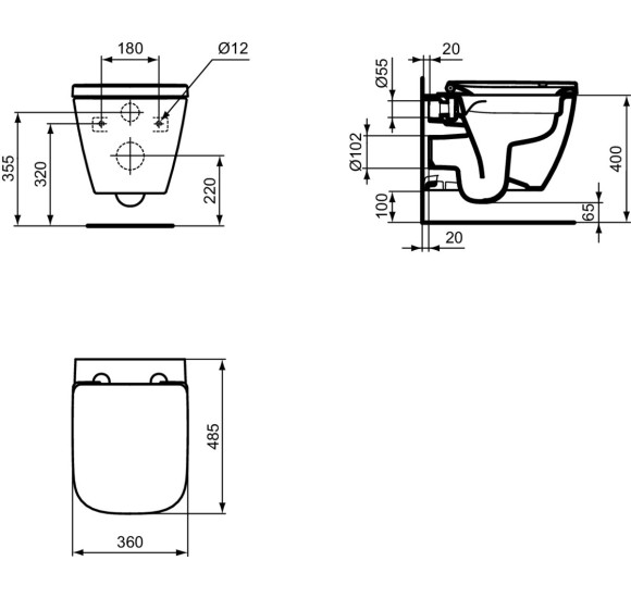 Ideal Standard i.life S klozeto dangtis su sėdyne, Soft Close&Easy Take Off, T4737