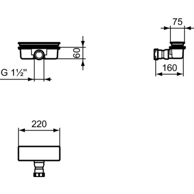 Ideal Standard Ultra Flat New sifonas dušo padėklui, su dekoratyviniu dangteliu, T5327, pasirenkama spalva