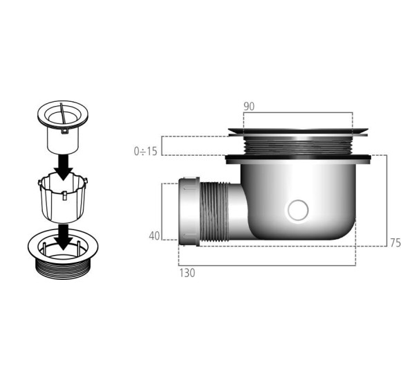 Ideal Standard Ultra Flat S sifonas dušo padėklui, be dangtelio, K9363, pasirenkama spalva