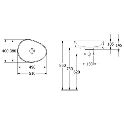 Villeroy & Boch Antao pastatomas praustuvas 51 cm, pasirenkama spalva