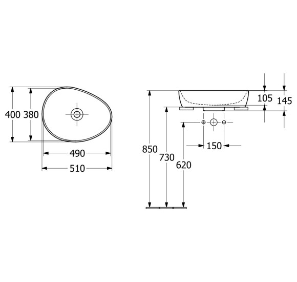 Villeroy & Boch Antao pastatomas praustuvas 51 cm, pasirenkama spalva