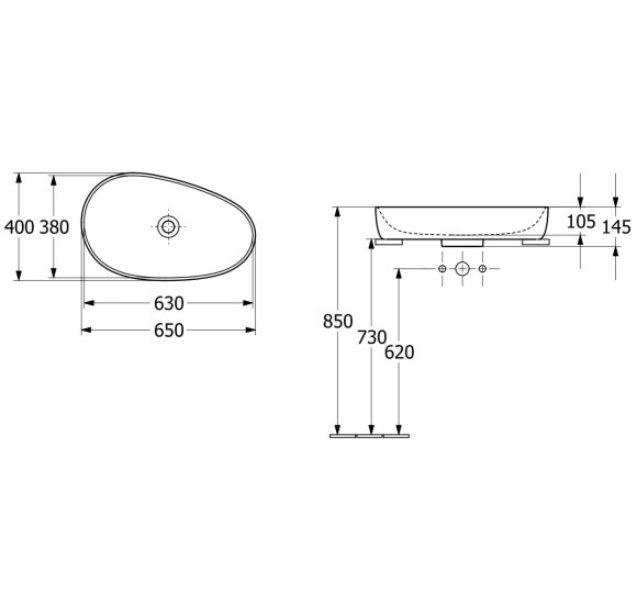 Villeroy & Boch Antao pastatomas praustuvas 65 cm, pasirenkama spalva