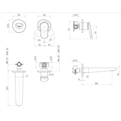 Villeroy & Boch Antao 2 dalių maišytuvas praustuvui, pasirenkama spalva
