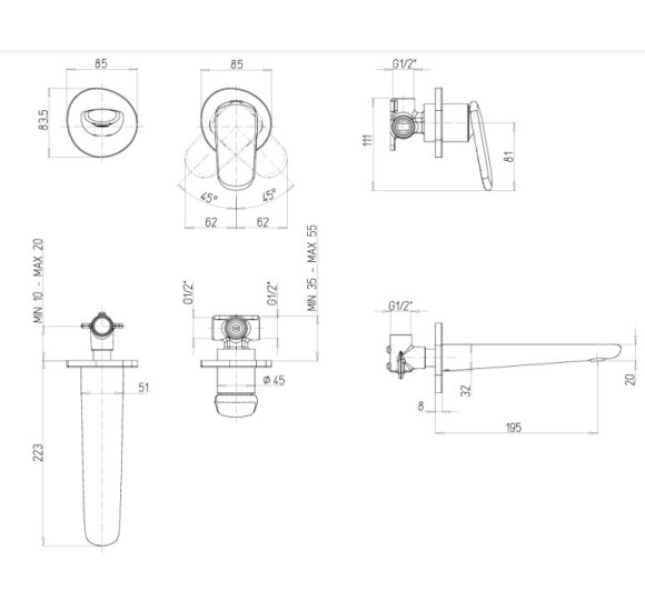 Villeroy & Boch Antao 2 dalių maišytuvas praustuvui, pasirenkama spalva