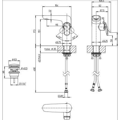 Villeroy & Boch Antao maišytuvas praustuvui su dugno vožtuvu, pasirenkama spalva