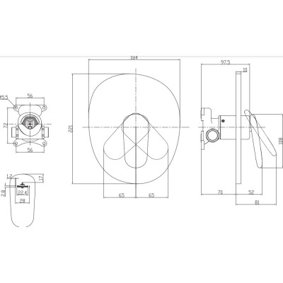 Villeroy & Boch Antao potinkinis vonios/dušo maišytuvas, chromo spalvos