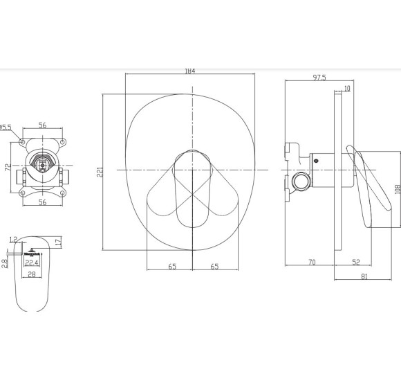 Villeroy & Boch Antao potinkinis vonios/dušo maišytuvas, chromo spalvos