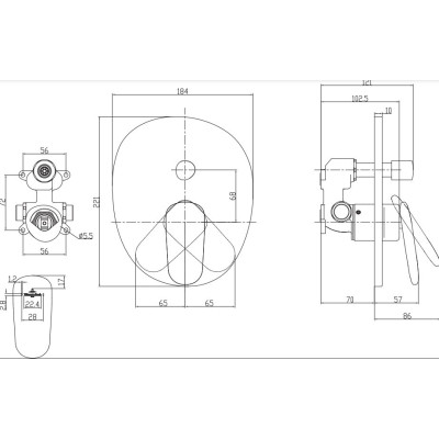 Villeroy & Boch Antao potinkinis vonios/dušo maišytuvas, pasirenkama spalva