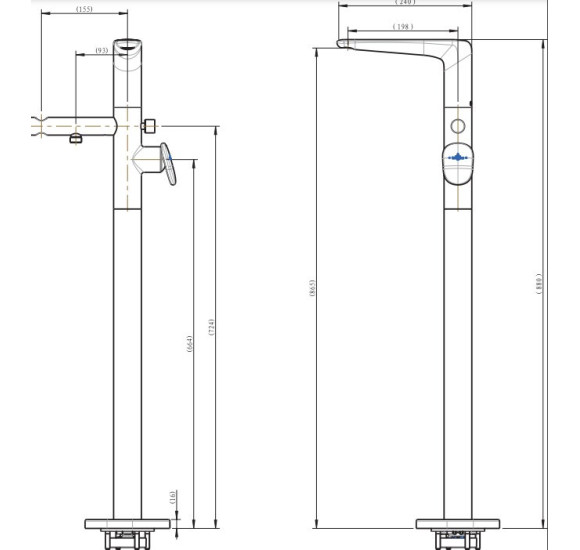Villeroy & Boch Antao pastatomas vonios maišytuvas, pasirenkama spalva