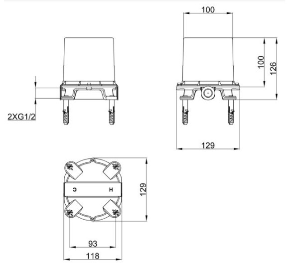 Villeroy & Boch montavimo detalės ant grindų stovinčiam vonios maišytuvui