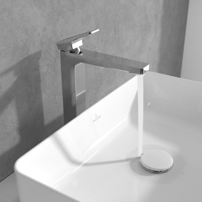 Villeroy & Boch Architectura Square Tall maišytuvas praustuvui su dugno vožtuvu, pasirenkama spalva