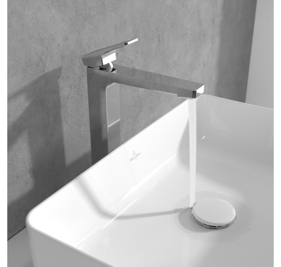 Villeroy & Boch Architectura Square Tall maišytuvas praustuvui su dugno vožtuvu, pasirenkama spalva