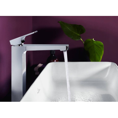 Villeroy & Boch Architectura Square Tall maišytuvas praustuvui su dugno vožtuvu, pasirenkama spalva