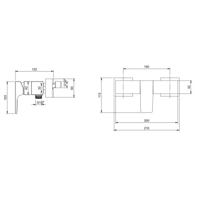Villeroy & Boch Architectura Square virštinkinis dušo maišytuvas, pasirenkama spalva