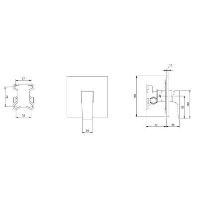 Villeroy & Boch Architectura Square potinkinis vonios/dušo maišytuvas, pasirenkama spalva