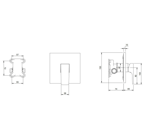 Villeroy & Boch Architectura Square potinkinis vonios/dušo maišytuvas, pasirenkama spalva