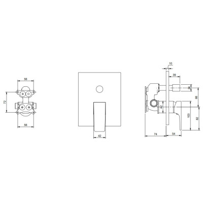 Villeroy & Boch Architectura Square potinkinis vonios/dušo maišytuvas su diverteriu, pasirenkama spalva