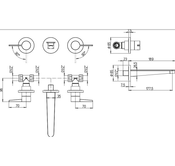 Villeroy & Boch Conum 3 dalių maišytuvas praustuvui, pasirenkama spalva
