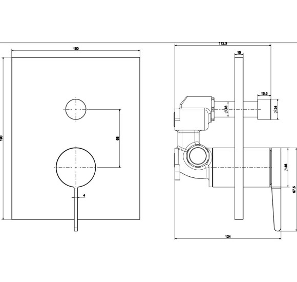 Villeroy & Boch Conum potinkinis dušo/vonios maišytuvas su diverteriu, pasirenkama spalva