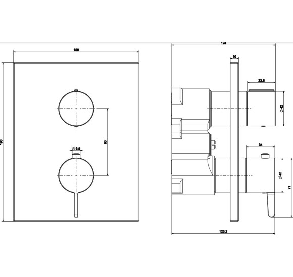 Villeroy & Boch Conum termostatinis 2 krypčių dušo/vonios maišytuvas, pasirenkama spalva