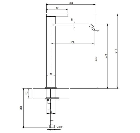 Villeroy & Boch Dawn Tall maišytuvas praustuvui, su lenktu snapeliu, be dugno vožtuvo, pasirenkama spalva