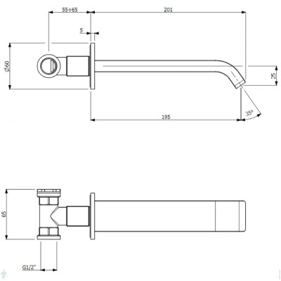 Villeroy & Boch Dawn 2 dalių potinkinis maišytuvas praustuvui su lenktu snapu, be dugno vožtuvo, pasirenkama spalva
