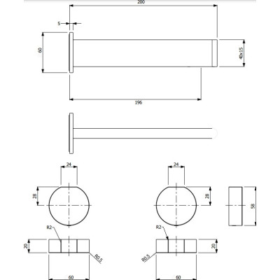 Villeroy & Boch Dawn 3 dalių potinkinis maišytuvas praustuvui be dugno vožtuvo, pasirenkama spalva