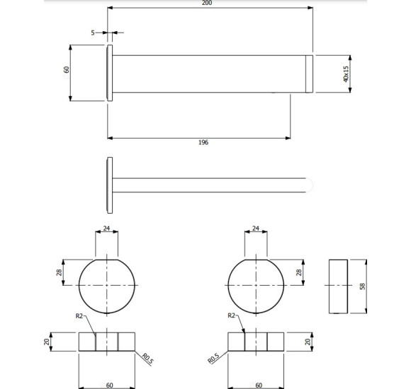 Villeroy & Boch Dawn 3 dalių potinkinis maišytuvas praustuvui be dugno vožtuvo, pasirenkama spalva