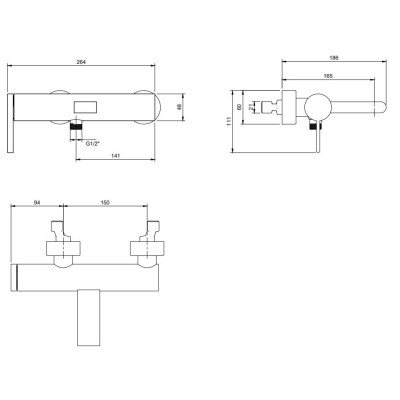 Villeroy & Boch Dawn dušo/vonios maišytuvas, pasirenkama spalva