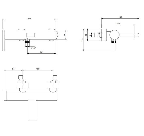 Villeroy & Boch Dawn dušo/vonios maišytuvas, pasirenkama spalva
