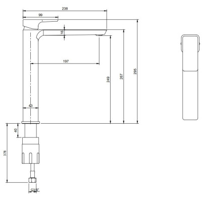 Villeroy & Boch Subway 3.0 Tall maišytuvas praustuvui be dugno vožtuvo, pasirenkama spalva