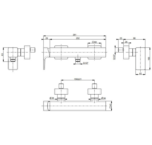 Villeroy & Boch Subway 3.0 dušo maišytuvas, pasirenkama spalva